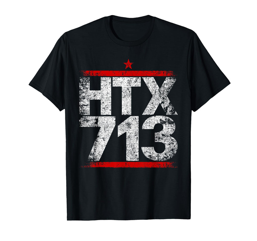 Htx 713 Houston Strong H Town Distressed T-Shirt - Custom Art Print Unisex