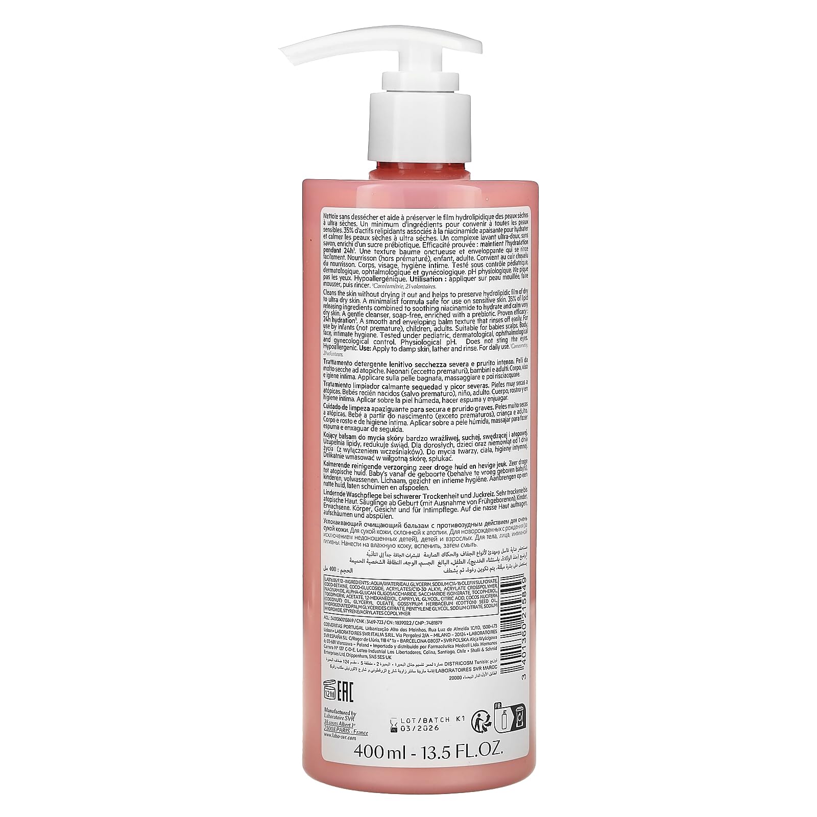 SVR Topialyse Gel Lavant - Gentle, Hypoallergenic Face Cleansing Gel for Sensitive & Dry Skin - Paraben-Free, Omega 3, 6, 9 Enriched