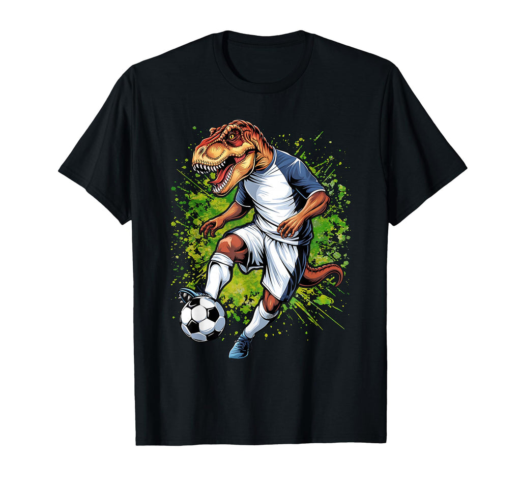 Funny Dinosaur Loves Playing Soccer T-Shirt - Minimalist Print Men Women