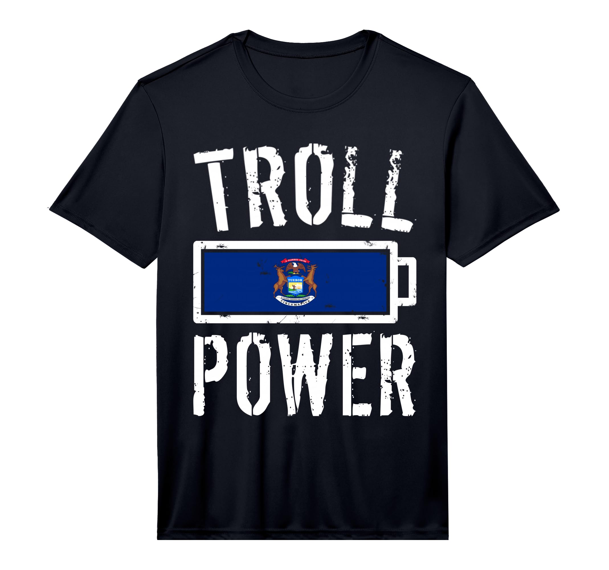 Michigan Flag Troll Power Battery Proud T-Shirt - Aesthetic Graphic Unisex