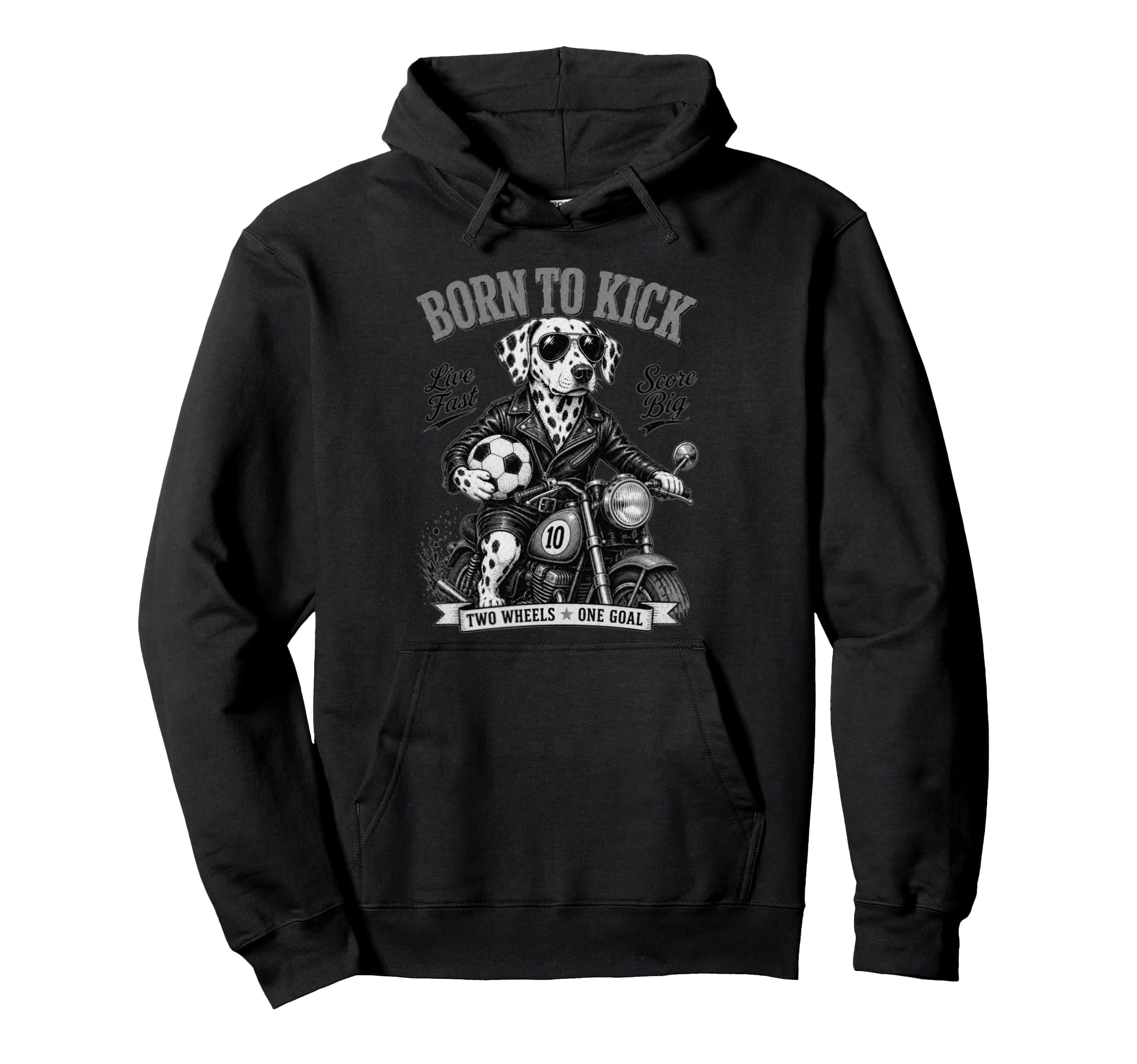 Dalmatian Motorbike Love Footbal Soccer Hoodie - Unique Graphic for Adults