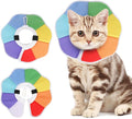 KOOLTAIL Cat Cone Collar, Adjustable Soft Comfortable Cat Recovery Collar to Stop Licking, Foldable Donut Water Resistant Pet Cone for Small Large Cats Kittens After Surgery Flower M