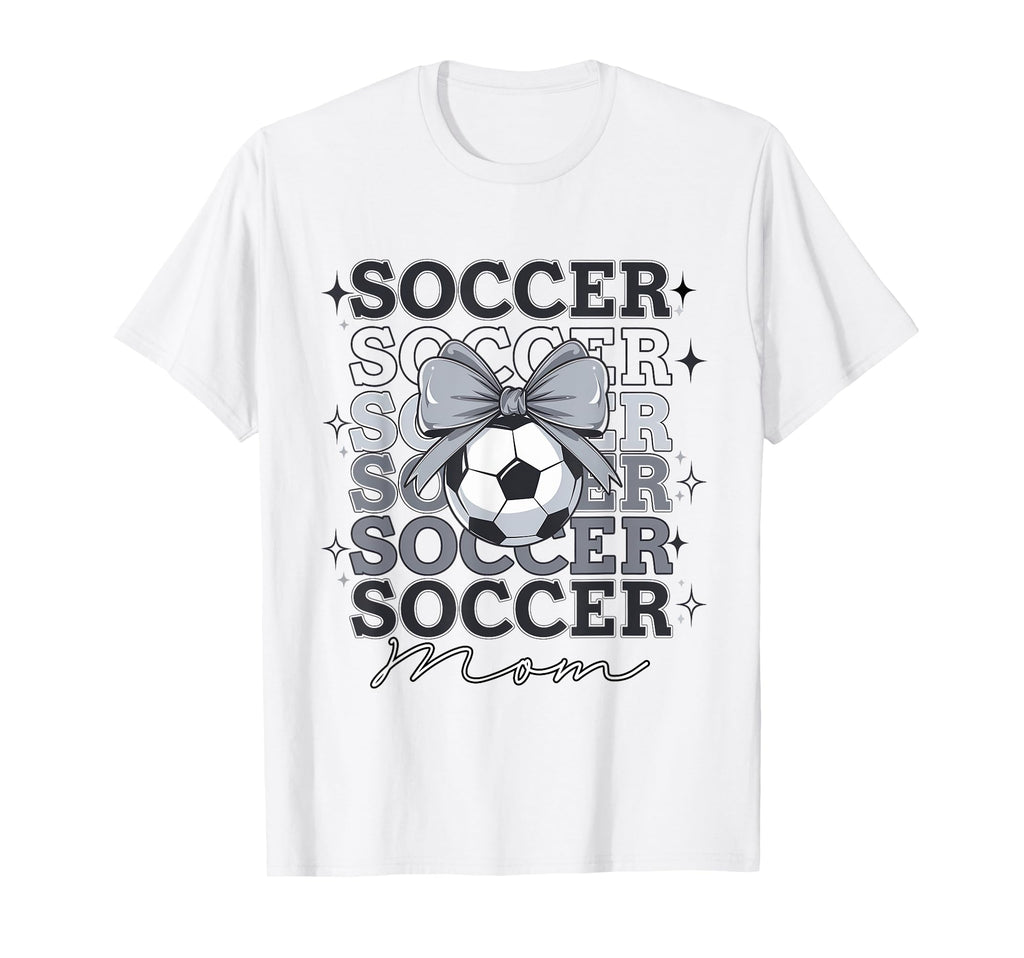 Groovy Soccer Mom Mother Coquette Bow T-Shirt - Trendy Graphic Unisex