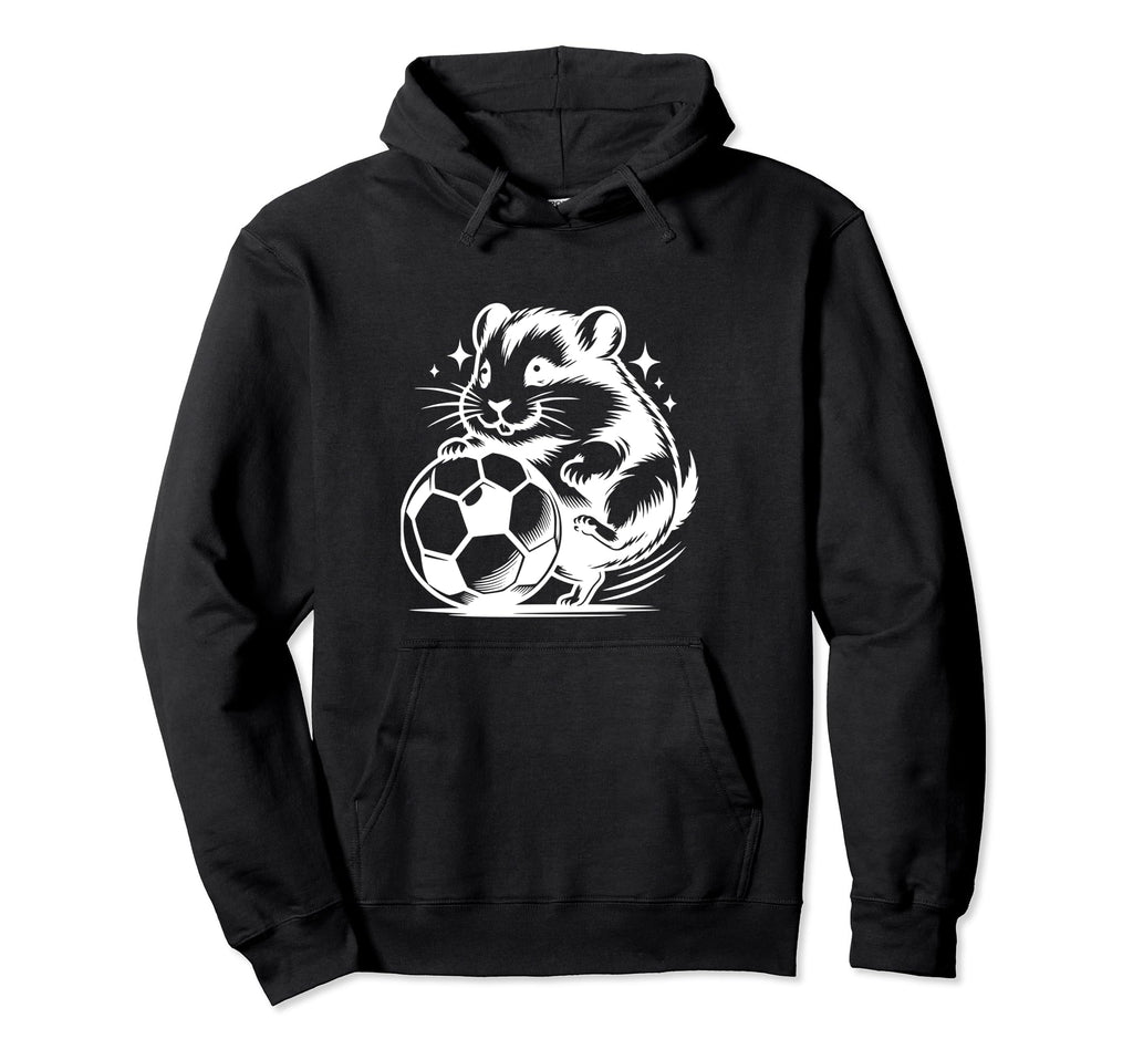 Hamster Soccer Player Ball Hoodie - Casual Everyday Wear for Adults