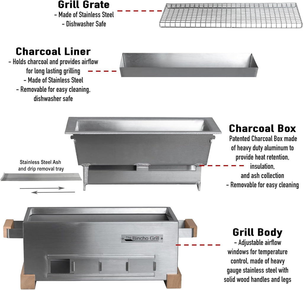 MG-168 Mini Yakitori Grill – Japanese Style Tabletop Charcoal Hibachi BBQ – Portable Binchotan Grill for Authentic Japanese Grilling – Perfect for Outdoor, Camping, or Home Use