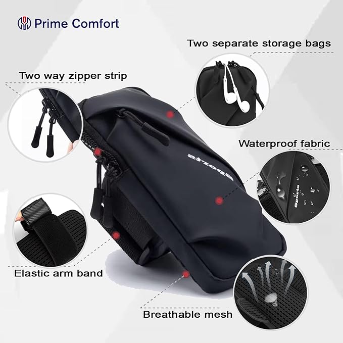 Phone Holder Arm Bands, Small Crossbody Shoulder Holsters Bag with Arm Band, Fits iPhone and All Cell Phones, Use for Running, Walking, Hiking & Biking (Plus Size,Grayish White)