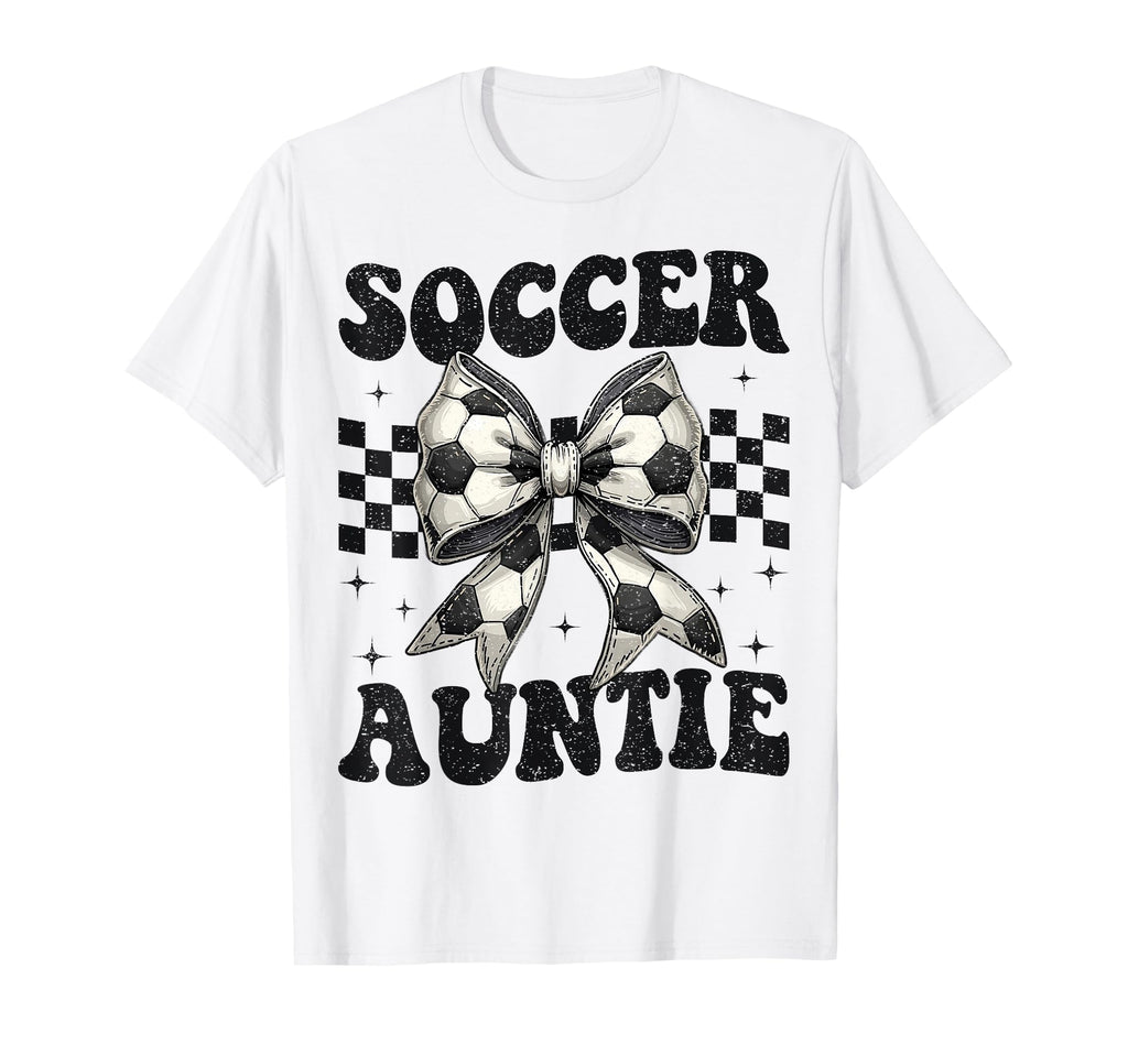 Soccer Auntie Funny Coquette Bow T-Shirt - Fun Novelty Design for Adults