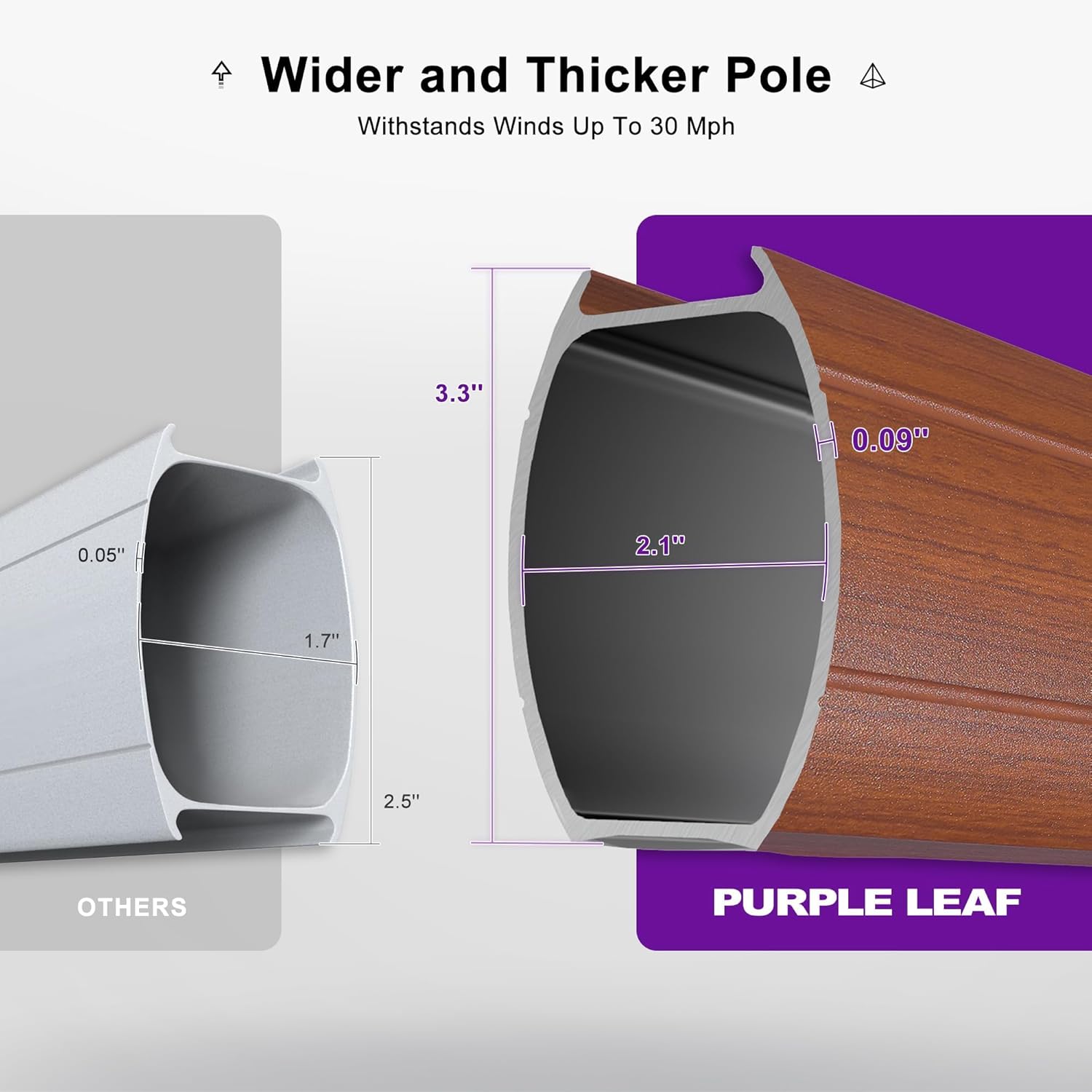 PURPLE LEAF 9' X 12' Patio Large Cantilever Umbrella Outdoor Round Wood Umbrellas Offset Umbrella Heavy Duty Sun Umbrellas for Garden Deck Pool, Deep Beige