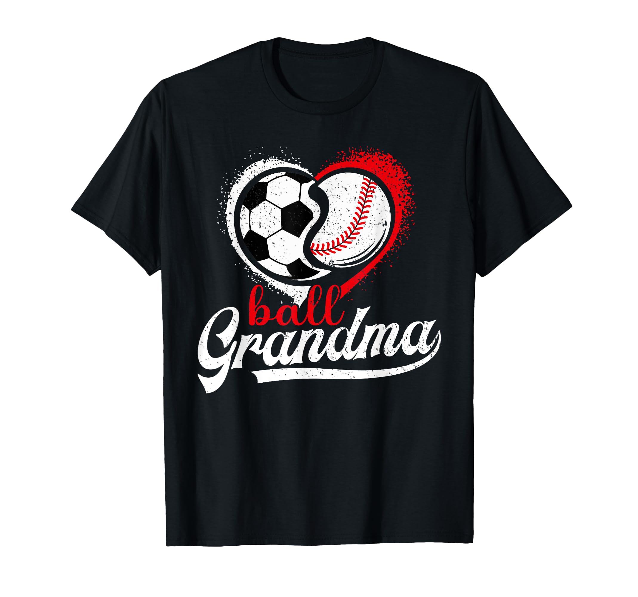 Ball Grandma Heart Soccer Baseball Grandma T-Shirt - Unique Graphic Unisex