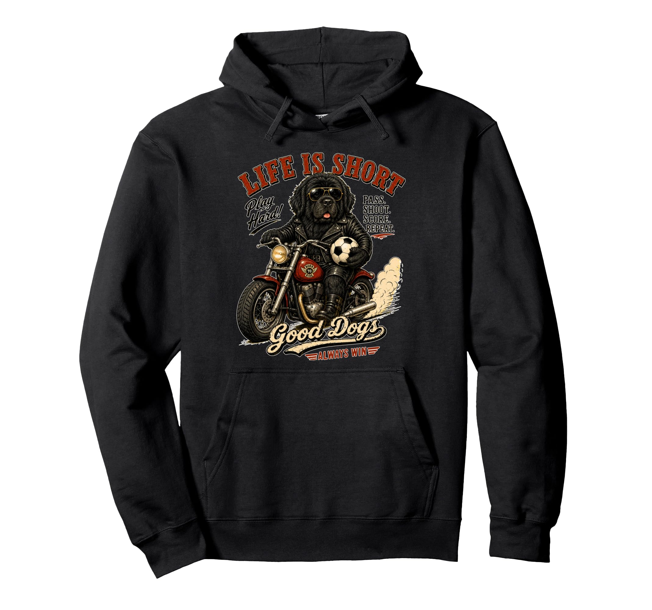 Newfoundland Motorbike Love Footbal Hoodie - Aesthetic Graphic Men Women
