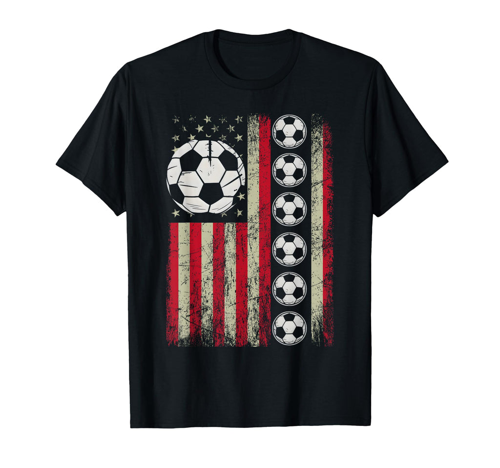 Distressed American Flag Soccer T-Shirt - Casual Everyday Wear Men Women