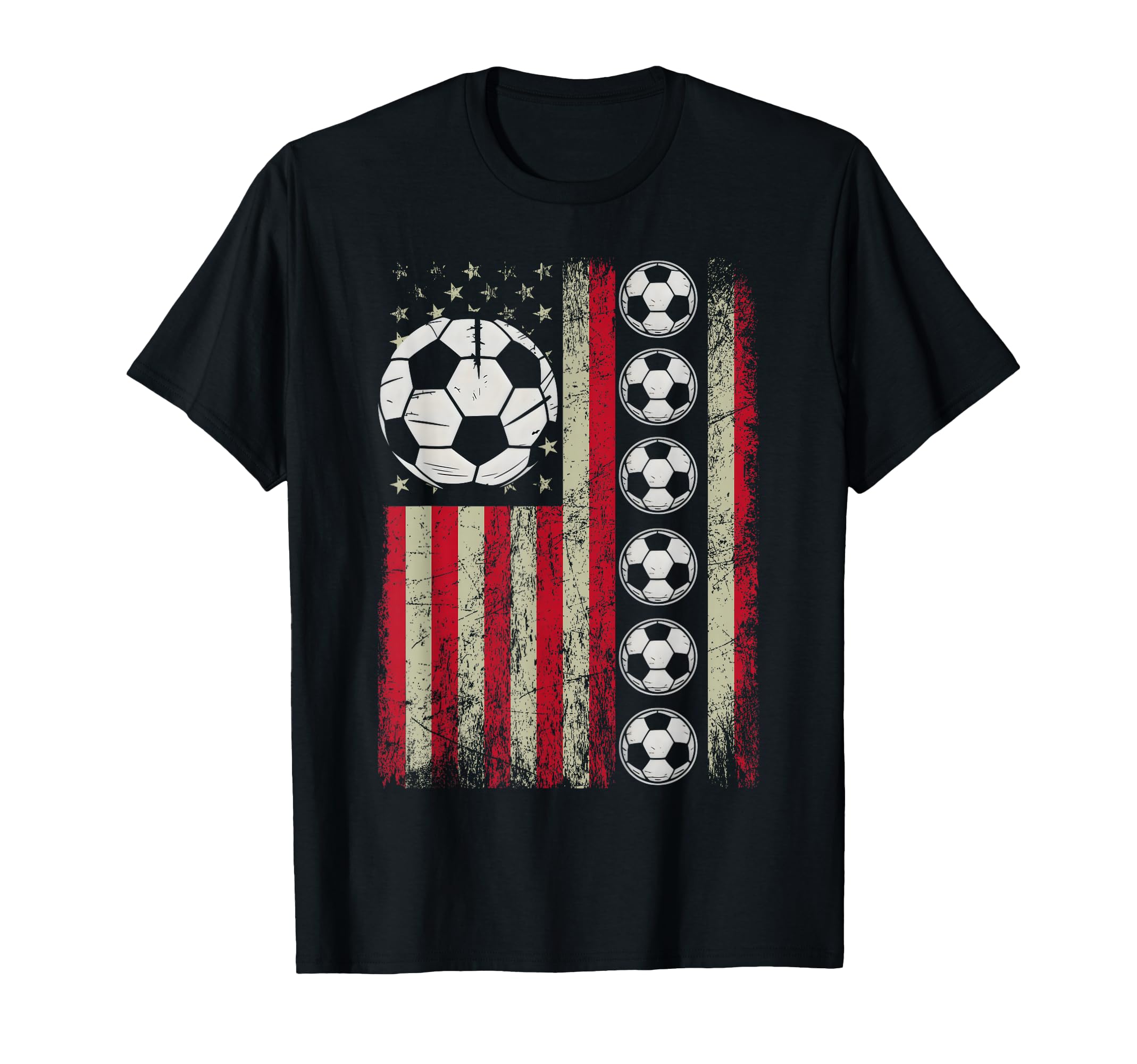 Distressed American Flag Soccer T-Shirt - Casual Everyday Wear Men Women