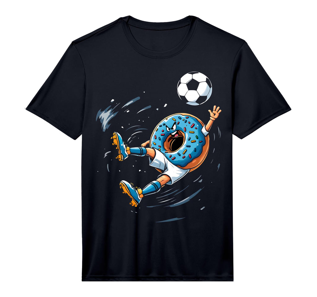 Funny Soccer Donut Performance T-Shirt - Fun Novelty Design for Adults