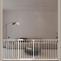 ALLAIBB Extra Wide Pressure Mounted Baby Gate Walk Through Child Kids Safety Toddler Tension White Long Large Pet Dog Gates with Extension for doorways Kitchen (71.65-85.03"/182-218cm, White)