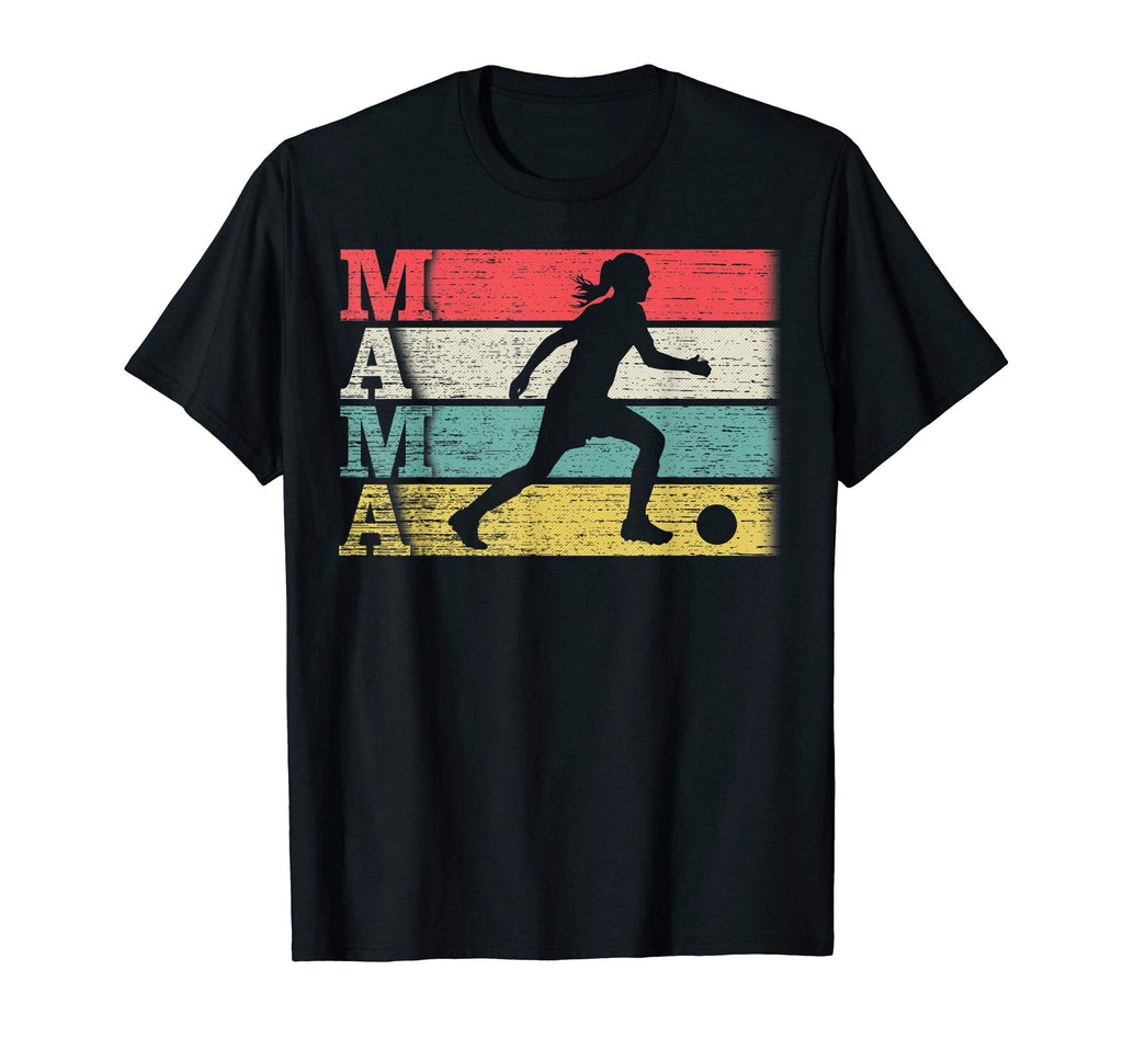 Soccer Player Mama Silhouette Distressed T-Shirt - Graphic Print Men Women