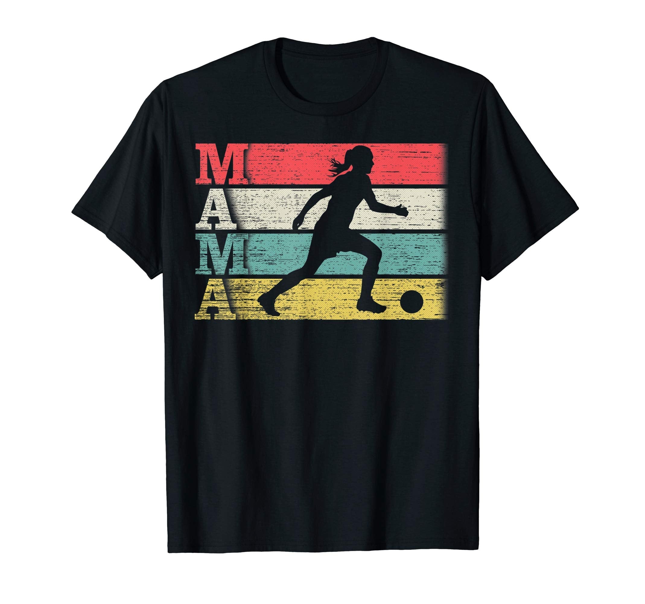 Soccer Player Mama Silhouette Distressed T-Shirt - Graphic Print Men Women