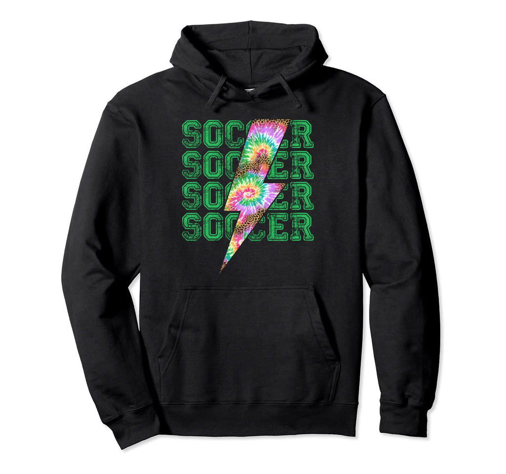 Soccer Lightning Bolt Tie Dye Leopard Hoodie - Novelty Apparel Men Women