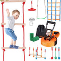 VEVOR Ninja Warrior Obstacle Course for Kids, 1 x 50 ft Weatherproof Slacklines, 500lbs Weight Capacity Monkey Line, Outdoor Playset Equipment, Backyard Toys Training Equipment Set with 10 Obstacles