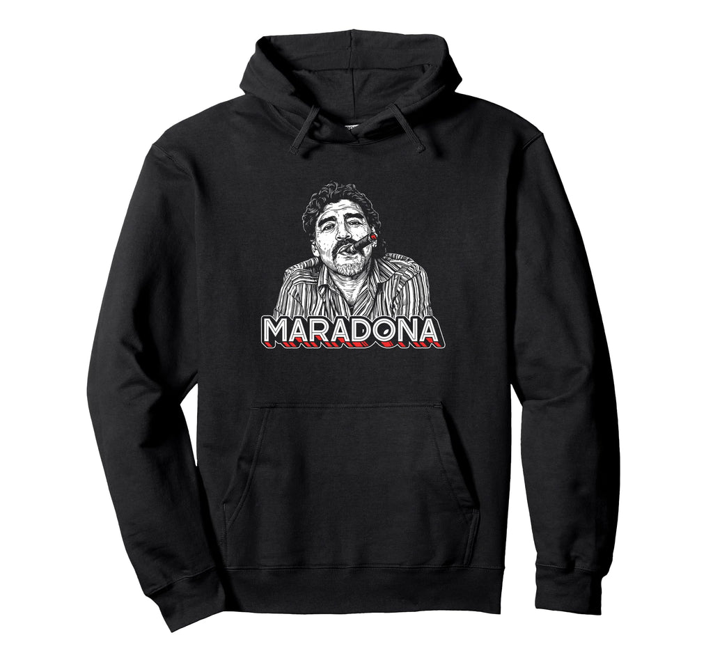 Diego Maradona Cigar Soccer Icon Hoodie - Minimalist Print Men Women