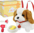 Plush Toys Walking Dog Toys That Can Walk, Bark and Wag Tail,Interactive Electronic Pet Toys Puppy with Leash,Easter Christmas Birthday Gift for Toddlers Kids