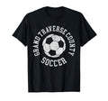 Grand Traverse County Soccer Distressed 90S T-Shirt - Trendy Graphic Unisex