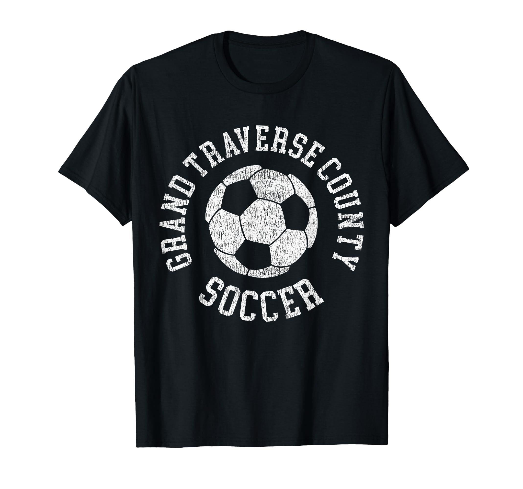 Grand Traverse County Soccer Distressed 90S T-Shirt - Trendy Graphic Unisex