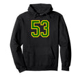 Green Yellow Sport Team Number 53 Hoodie - Streetwear Style for Adults