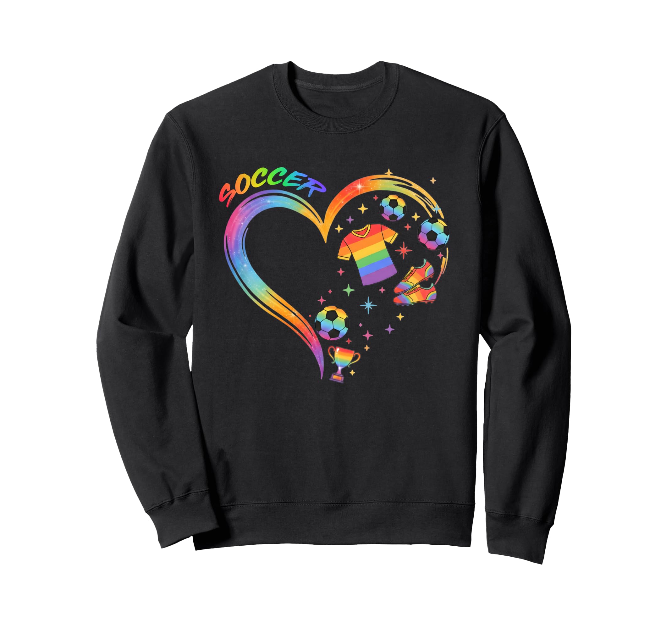 Colorful Watercolor Soccer Heart Sweatshirt - Trendy Graphic for Adults