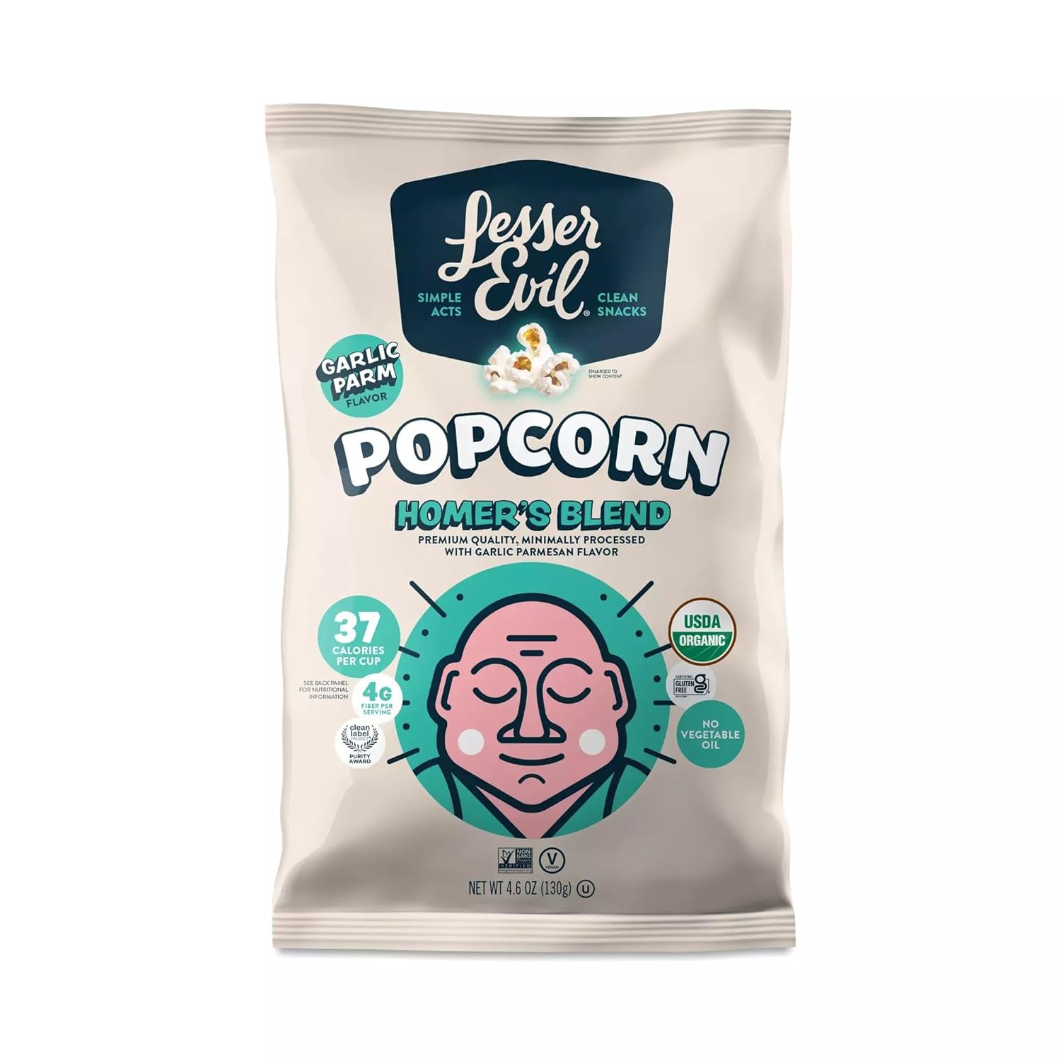 Lesser Evil, Popcorn Homer's Blend Organic, Case Of 12, 4.6 oz