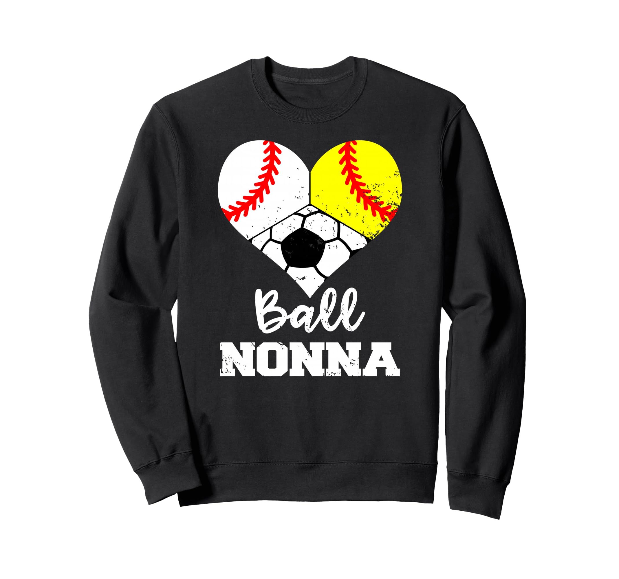 Ball Nonna Heart Funny Baseball Sweatshirt - Streetwear Style for Adults