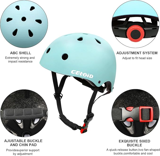 Kids Bike Skateboard Helmet Pad Set,Toddler Cyling Protective Gear Knee & Elbow Pads Wrist Guards for 5-8-10-12-14-16 Years Girls Boys Bicycle Scooter Roller Skate Inline Skating Rollerblading