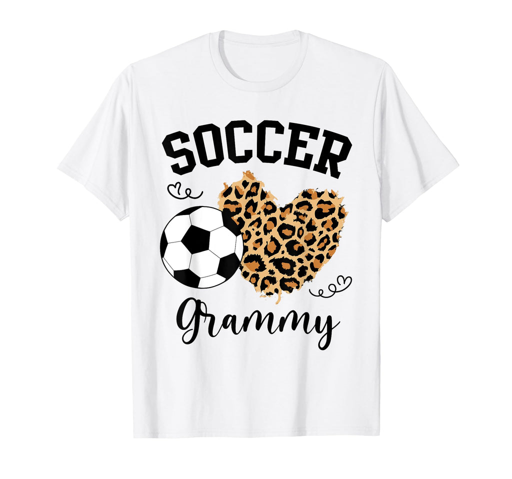 Soccer Grammy Heart Leopard Grammy Family T-Shirt - Trendy Graphic Unisex