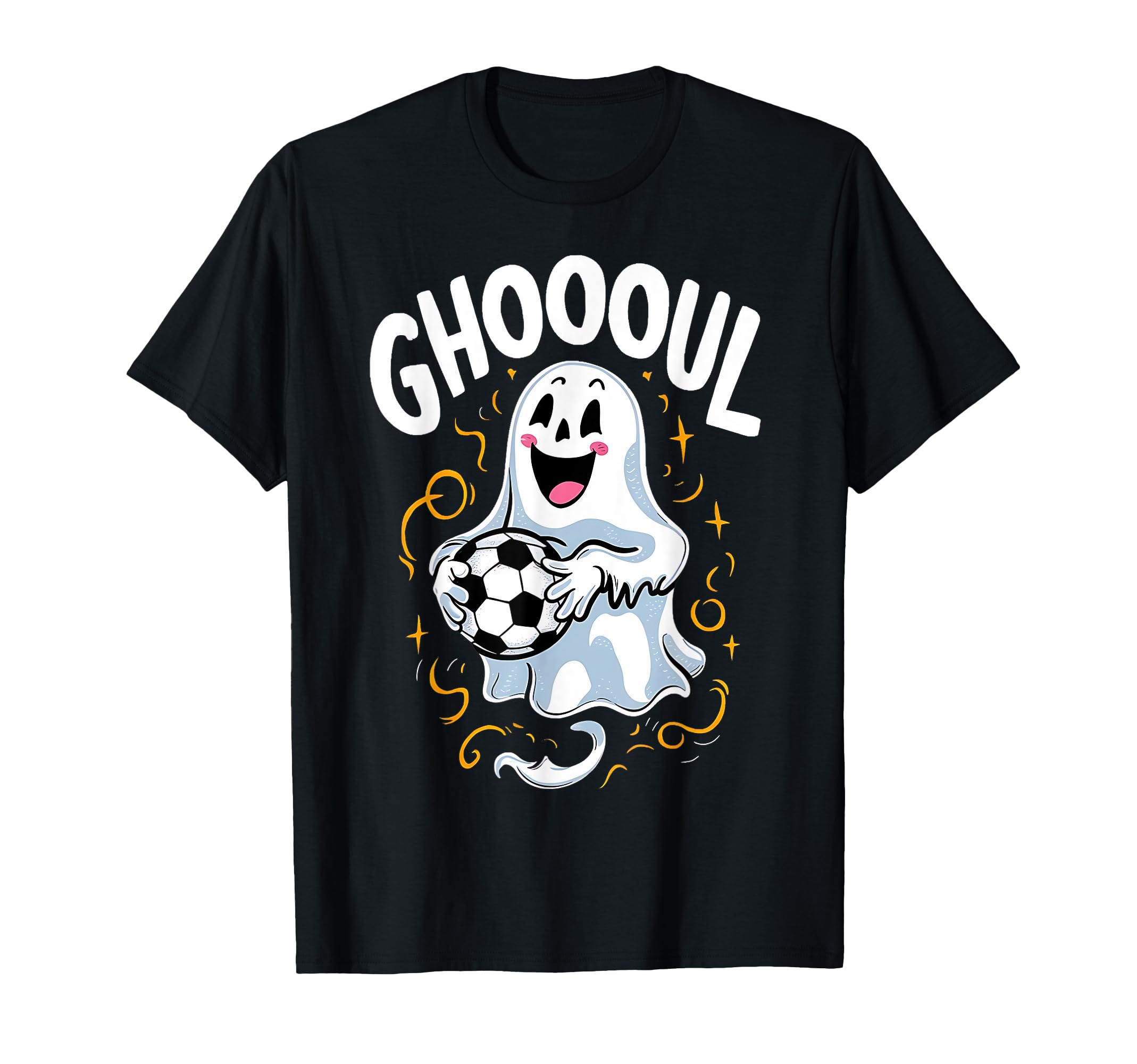 Ghoooul Funny Ghost Soccer Halloween T-Shirt - Novelty Apparel for Adults
