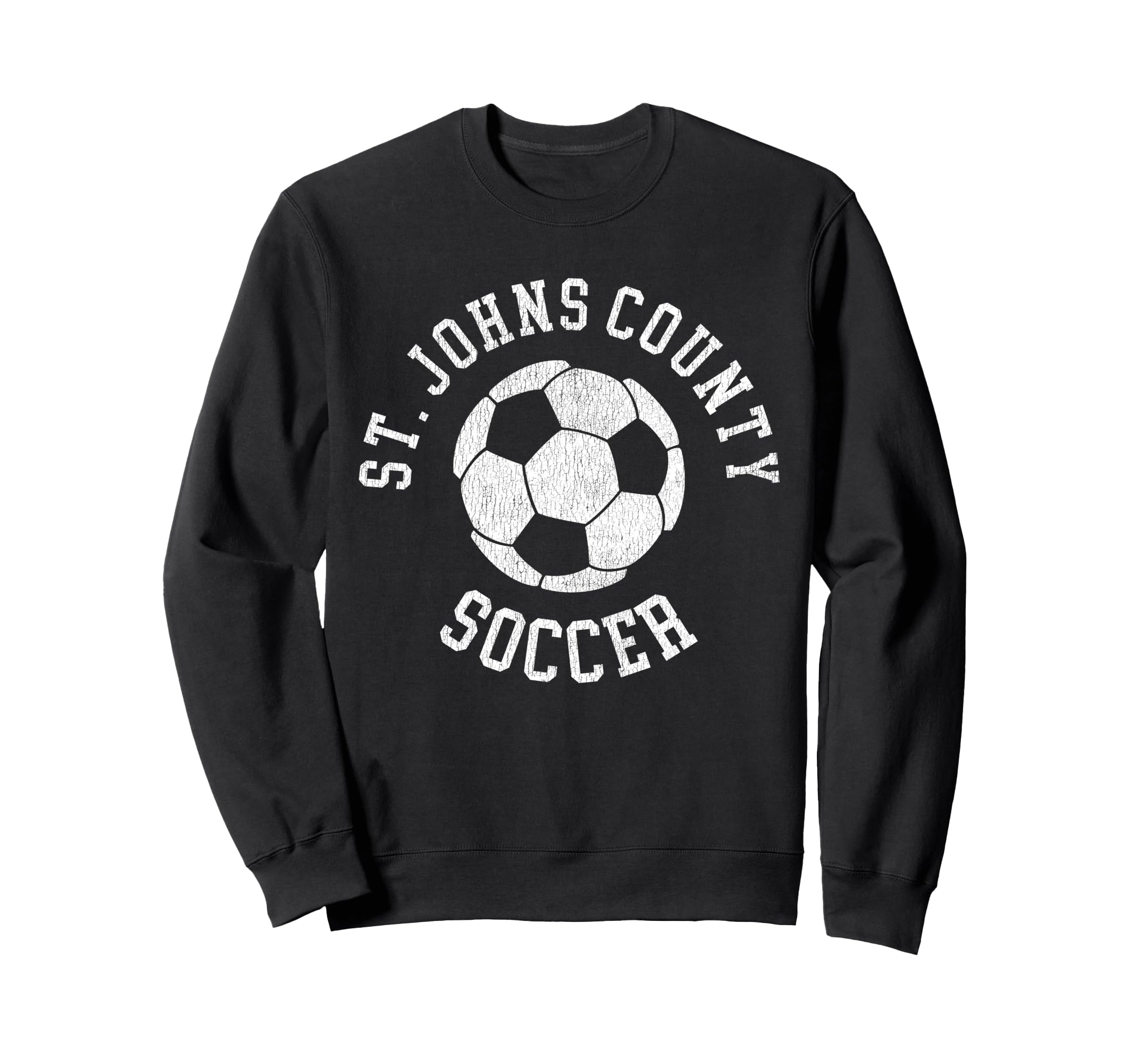 St Johns County Soccer Distressed Sweatshirt - Trendy Graphic for Adults
