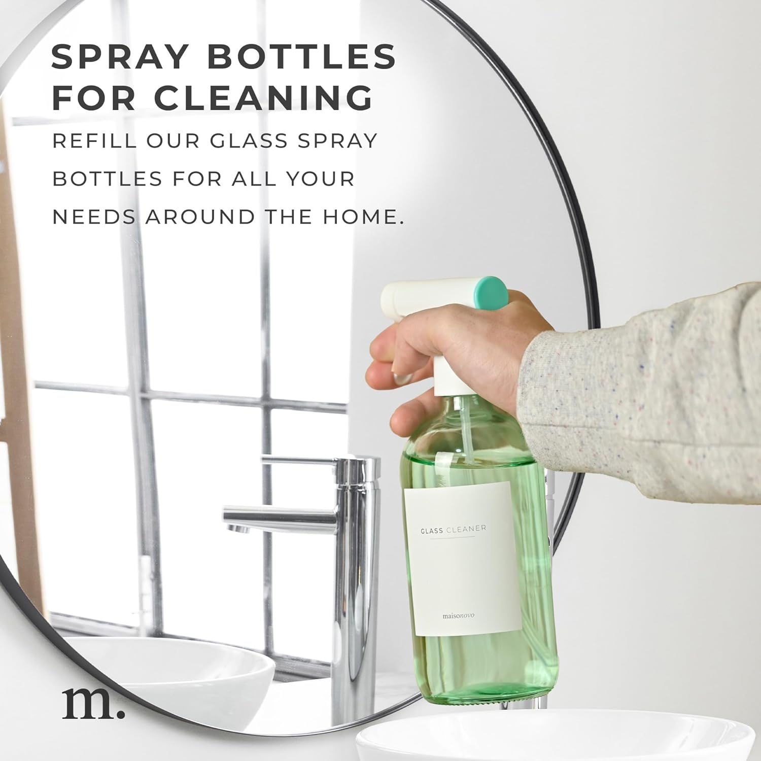 MaisoNovo Spray Bottle for Plants - 16.9 fl oz Green x 2 with 16 Labels