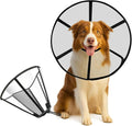 Lainergie Adjustable Soft Dog Cone Collar for After Surgery Recovery, Comfortable Pet Recovery Protective Collar for Medium Large Dogs, Elizabethan Dog Neck Collar (S, Black)