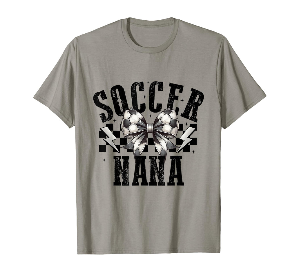Soccer Nana Groovy Soccer Coquette T-Shirt - Novelty Apparel for Adults