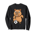 Soccer Capybara Cartoon Funny Sweatshirt - Fun Novelty Design for Adults