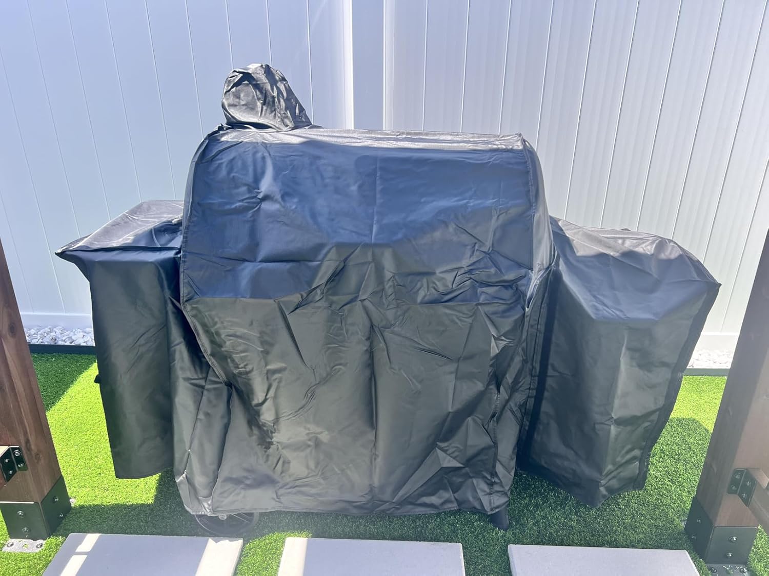 Grill Cover for Char-Griller Smokin Champ 1624 Smoking Champ Offset Smoker 1733, Blazer 2130 and Classic 2175, Heavy Duty Waterproof UV Resistant Cover, Outdoor BBQ Accessories