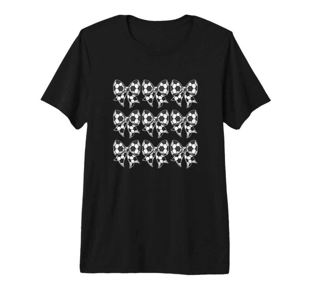 Trendy Soccer Ball Bow Fan Tri T-Shirt - Casual Everyday Wear for Adults