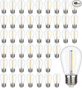 48 Pack S14 LED String Light Bulbs, 1W Shatterproof & Waterproof Outdoor Indoor Replacement Bulbs, E26 Base Edison LED Light Bulbs Warm White 2200K. (S14 48Pack)
