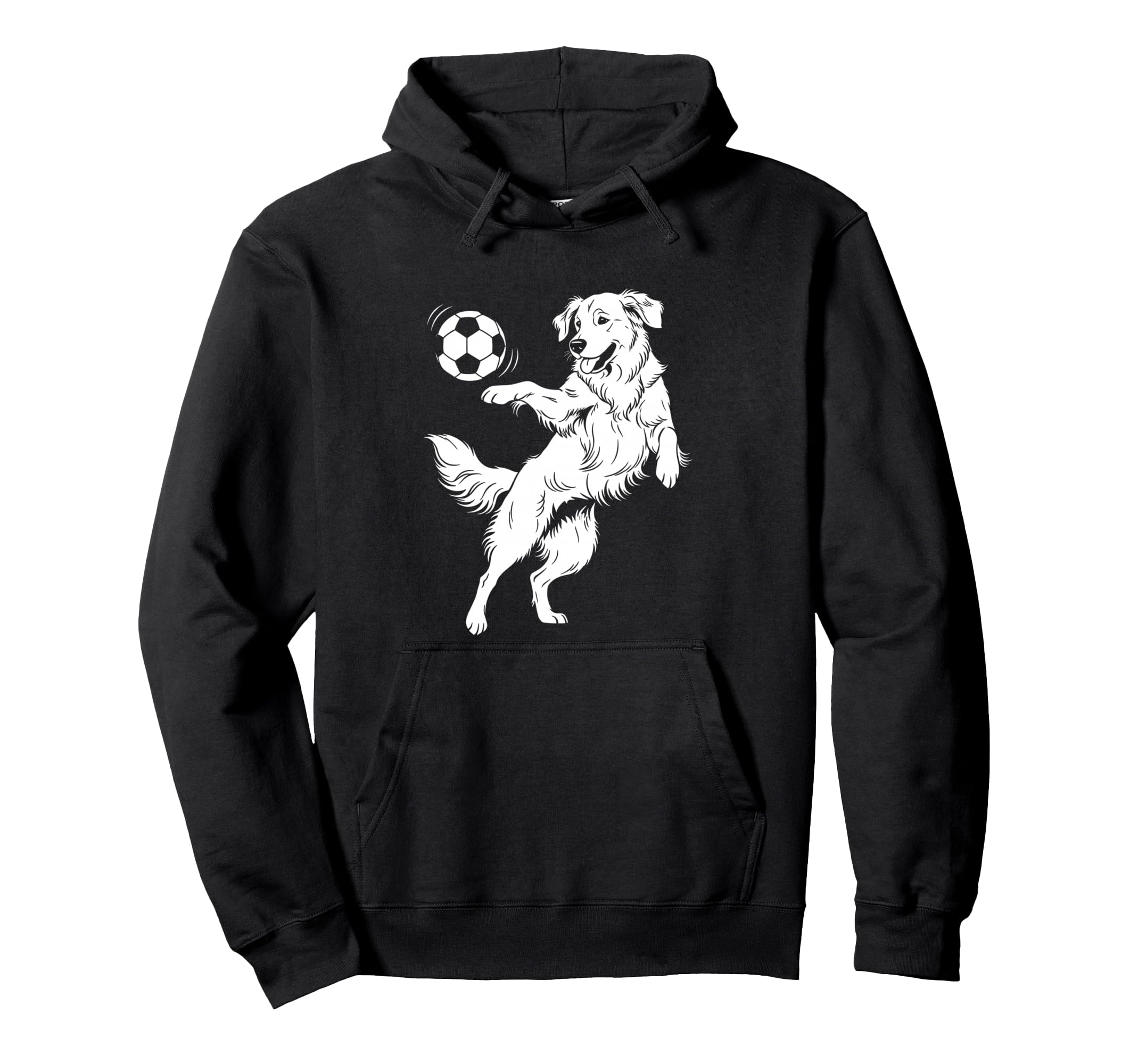 Happy Dog Playing Soccer Funny Sports Art Hoodie - Novelty Apparel Unisex
