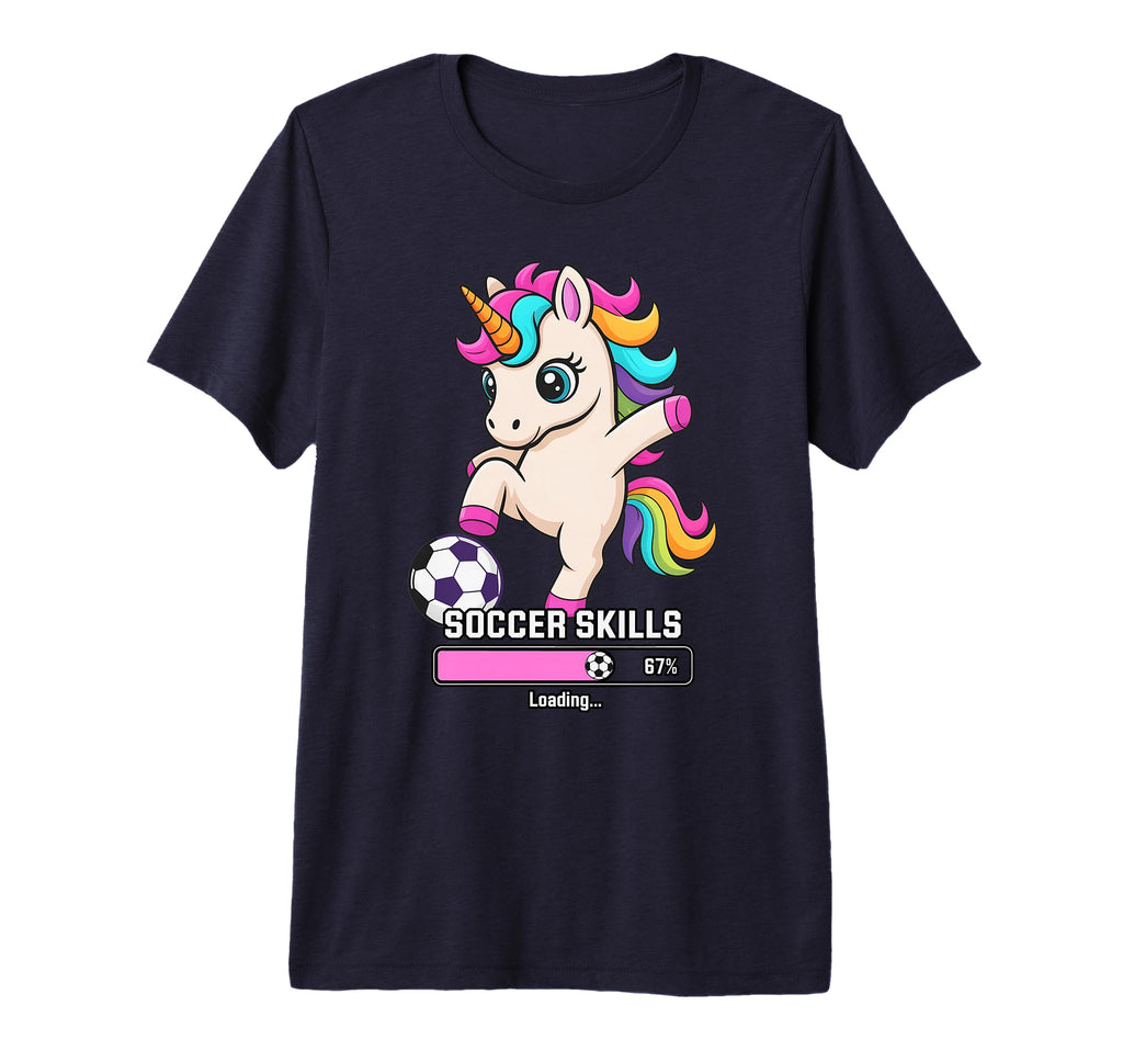 Kawaii Soccer Unicorn Skills Loading T-Shirt - Novelty Apparel for Adults