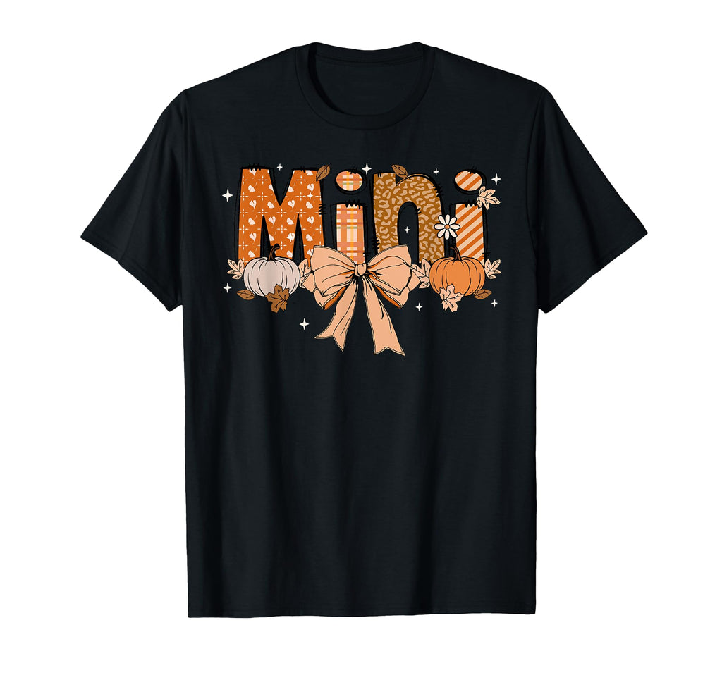 Mini Pumpkin Fall Coquette Bow T-Shirt - Fun Novelty Design Unisex