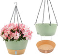 ZMTECH 12 Inch Large Hanging planters for Indoor, 2 Pack Self Watering Plant Pot for Outdoor Garden Porch, Hanging Flower Pot with Visible Water Level & Removable Tray(12Inch, Green)
