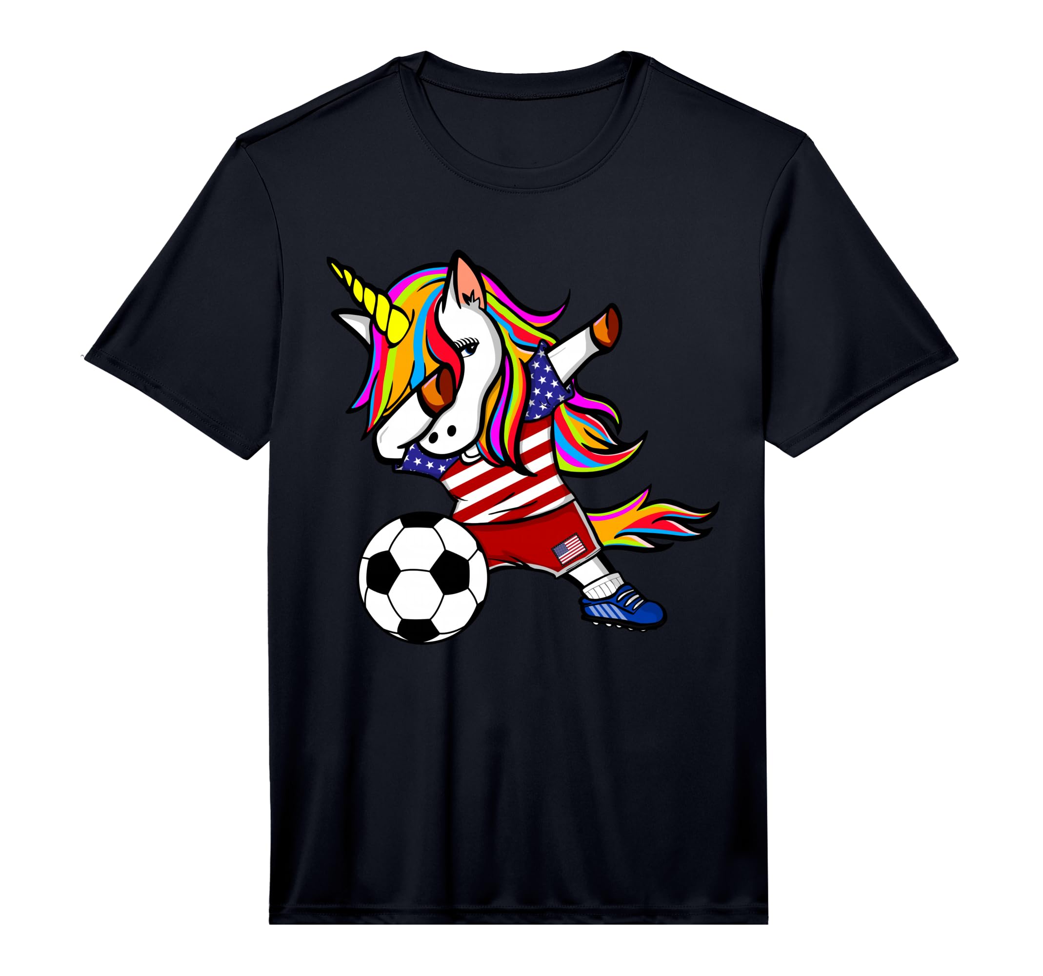 Dabbing Unicorn United States Football T-Shirt - Graphic Print Unisex
