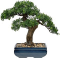 Artificial Bonsai Tree Juniper Faux Plants Indoor Fake Plants Decor with Blue Square Ceramic Pots for Home Table Office Desk Bathroom Shelf Bedroom Living Room Farmhouse Decorations