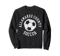 Allamakee County Soccer Distressed 90S Sweatshirt - Minimalist Print Unisex