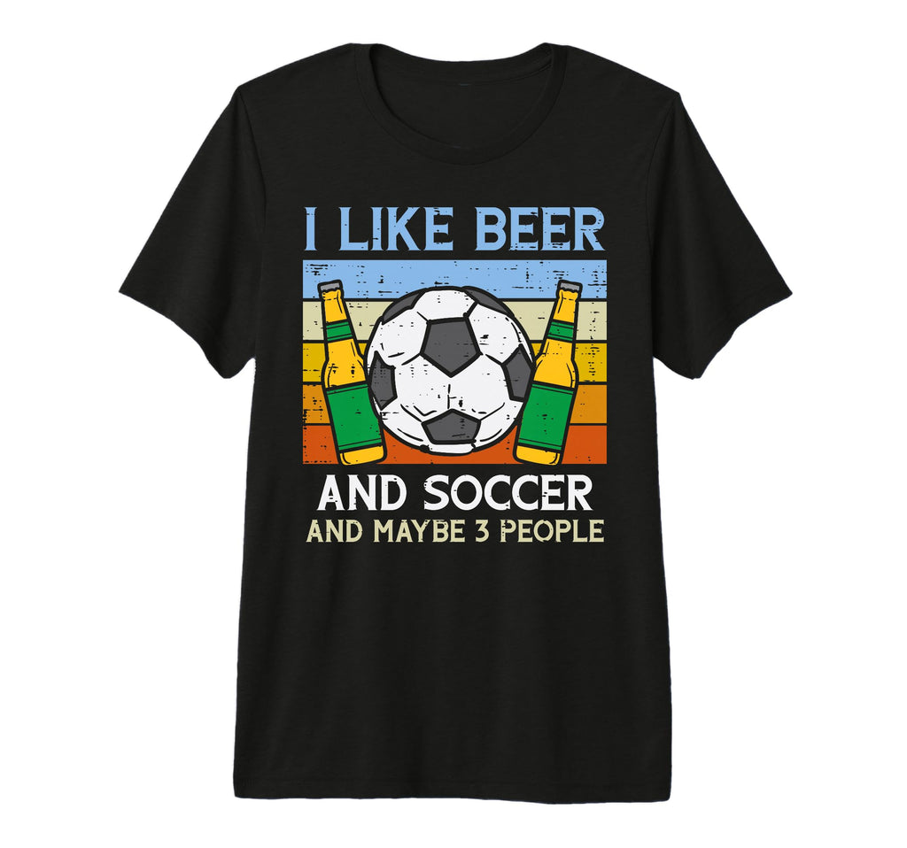 I Like Beer Soccer 3 People Funny T-Shirt - Unique Graphic Men Women