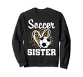 Soccer Sister Leopard Heart Sweatshirt - Trendy Graphic for Adults